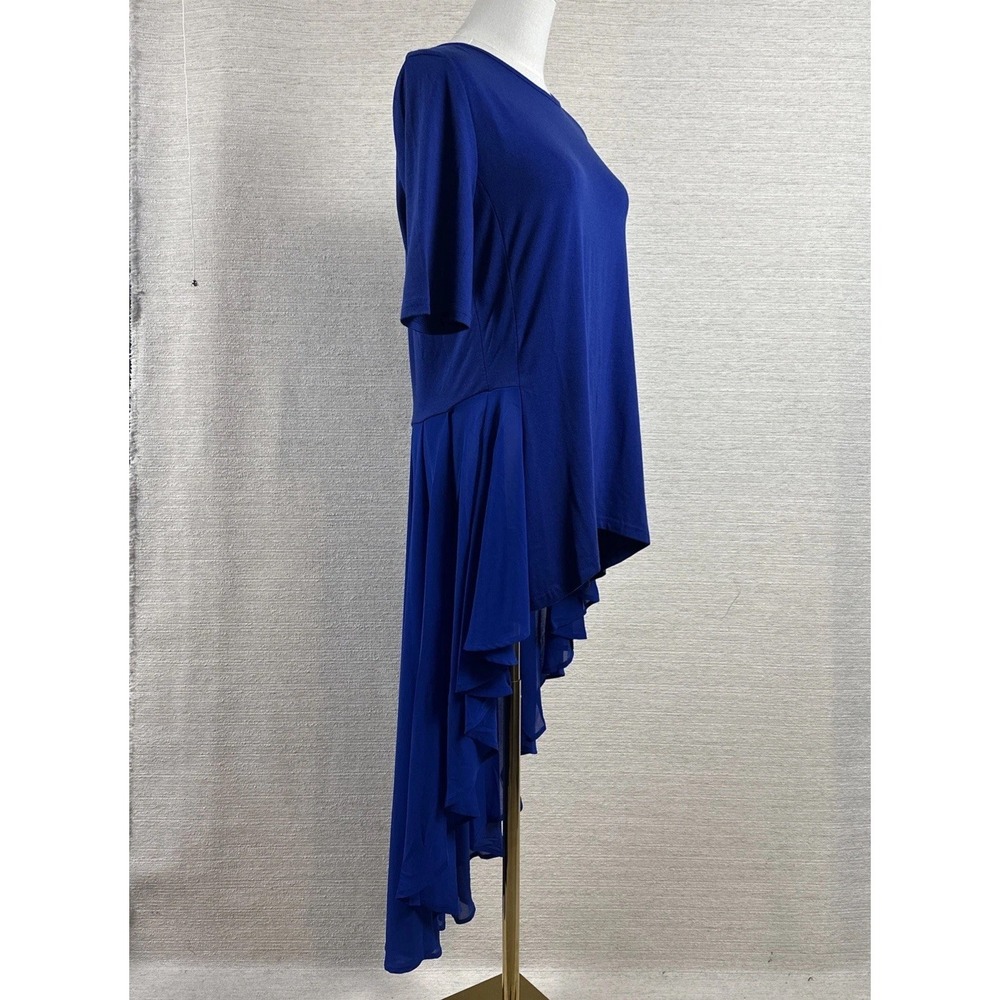 New York & Co Blue High Low Top Large NWT Flowy Tunic Layered Hem Dressy